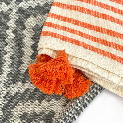 Merida Gray - Orange Turkish Towel / Blanket