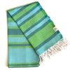 Samara Striped Sustainable Turkish Towel  Green